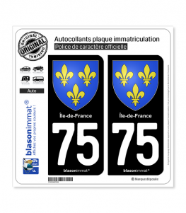 75 Ile-de-France- Armoiries | Autocollant plaque immatriculation