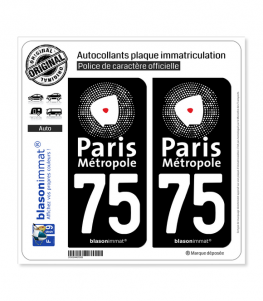 Autocollant Département 75 Paris Tour Eiffel Pour Plaque Immatriculation - 2 Pièces - Garantie 7 Ans