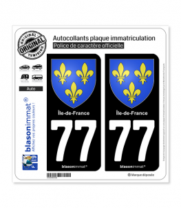 77 Ile-de-France - Armoiries | Autocollant plaque immatriculation