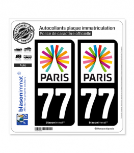 77 Ile-de-France - Paris Région | Autocollant plaque immatriculation