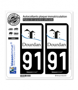 91 Dourdan - Commune | Autocollant plaque immatriculation