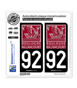 92 Boulogne-Billancourt - Ville | Autocollant plaque immatriculation