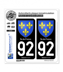 92 Ile-de-France - Armoiries | Autocollant plaque immatriculation