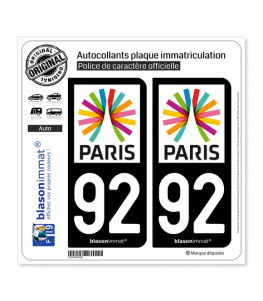 92 Ile-de-France - Paris Région | Autocollant plaque immatriculation
