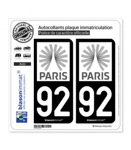 92 Ile-de-France - Tourisme | Autocollant plaque immatriculation