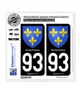 93 Ile-de-France - Armoiries | Autocollant plaque immatriculation