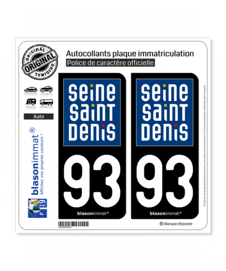 Lot 4 Autocollants Officiels Département 93 Seine-Saint-Denis – Région Île-de-France & F – Parfait Pour Plaques Auto, Moto, Caravane, Sans Changer De Plaque