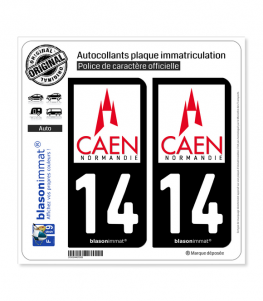 14 Caen - Ville | Autocollant plaque immatriculation