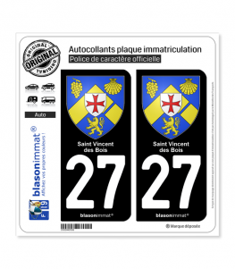 27 Saint-Vincent-des-Bois - Armoiries | Autocollant plaque immatriculation