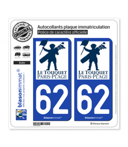 62 Le Touquet-Paris-Plage - Ville | Autocollant plaque immatriculation