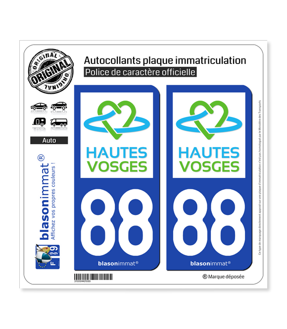 88 Hautes-Vosges - Tourisme | Autocollant plaque immatriculation