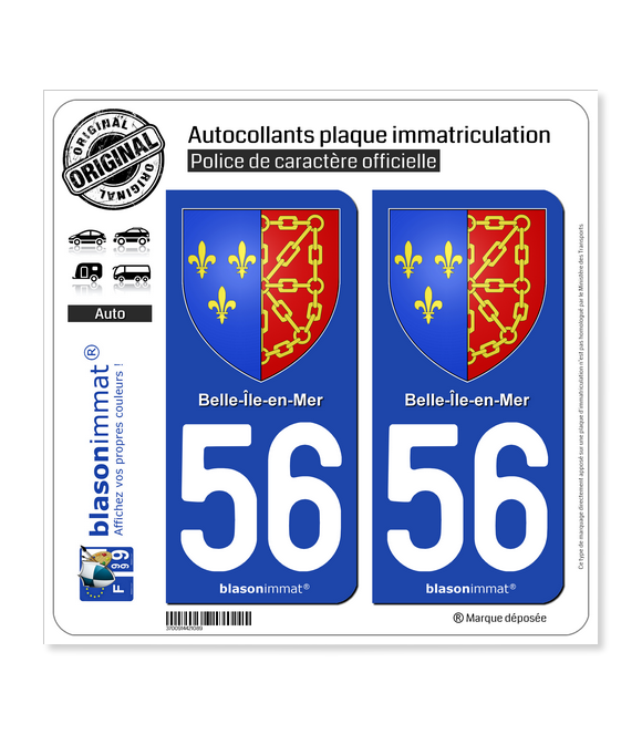 56 Belle-Ile-en-Mer - Armoiries | Autocollant plaque immatriculation