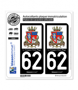 62 Le Touquet-Paris-Plage - Armoiries II | Autocollant plaque immatriculation