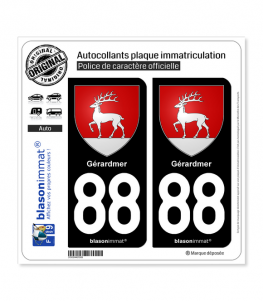 88 Gérardmer - Armoiries | Autocollant plaque immatriculation