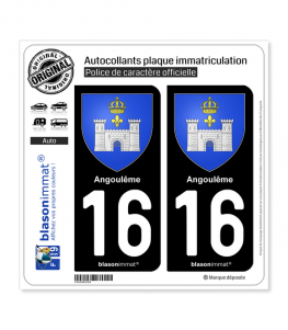 16 Angoulême - Armoiries | Autocollant plaque immatriculation