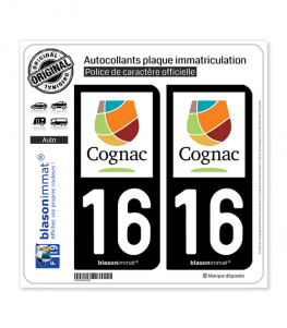16 Cognac - Tourisme | Autocollant plaque immatriculation