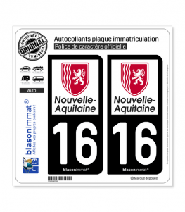 16 Nouvelle-Aquitaine - Région | Autocollant plaque immatriculation