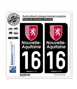 16 Nouvelle-Aquitaine - Région II | Autocollant plaque immatriculation