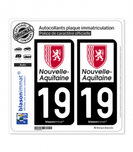 19 Nouvelle-Aquitaine - Région | Autocollant plaque immatriculation