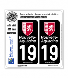 19 Nouvelle-Aquitaine - Région II | Autocollant plaque immatriculation
