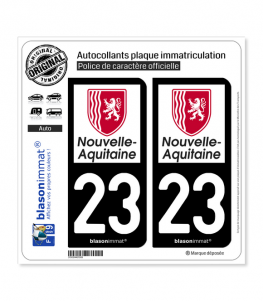 23 Nouvelle-Aquitaine - Région | Autocollant plaque immatriculation