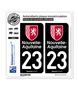 23 Nouvelle-Aquitaine - Région II | Autocollant plaque immatriculation