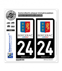 24 Bergerac - Ville | Autocollant plaque immatriculation