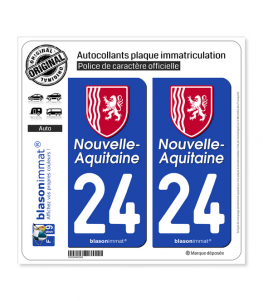 24 Nouvelle-Aquitaine - Région II | Autocollant plaque immatriculation