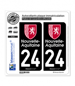 blasonimmat 2 Autocollants Plaque immatriculation Auto 86 Nouvelle-Aquitaine R/égion