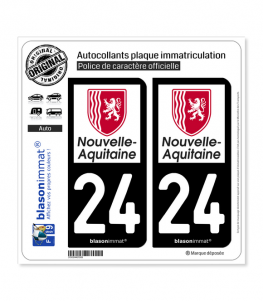 24 Nouvelle-Aquitaine - Région | Autocollant plaque immatriculation