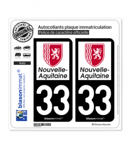 33 Nouvelle-Aquitaine - Région | Autocollant plaque immatriculation