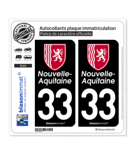 33 Nouvelle-Aquitaine - Région II | Autocollant plaque immatriculation