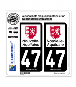 47 Nouvelle-Aquitaine - Région | Autocollant plaque immatriculation