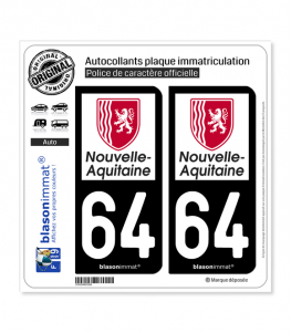 64 Nouvelle-Aquitaine - Région | Autocollant plaque immatriculation