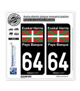 64 Pays Basque - Drapeau | Autocollant plaque immatriculation