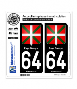 thumbnail image 2 of Basque Country 64 License Plate Car Sticker – Made In France 2 of 4