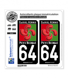 64 Pays Basque - Lauburu II | Autocollant plaque immatriculation