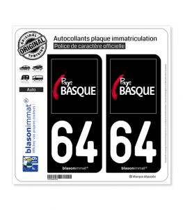 64 Pays Basque - Tourisme | Autocollant plaque immatriculation