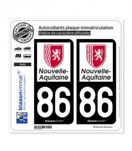 86 Nouvelle-Aquitaine - Région | Autocollant plaque immatriculation