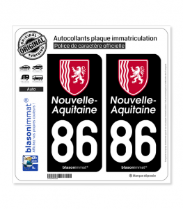 86 Nouvelle-Aquitaine - Région II | Autocollant plaque immatriculation