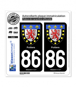 86 Poitiers - Armoiries | Autocollant plaque immatriculation
