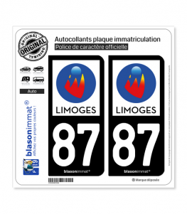 87 Limoges - Ville | Autocollant plaque immatriculation