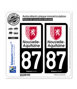 87 Nouvelle-Aquitaine - Région | Autocollant plaque immatriculation