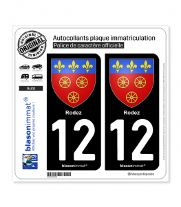 12 Rodez - Armoiries | Autocollant plaque immatriculation