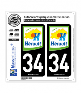 34 Hérault - Département | Autocollant plaque immatriculation