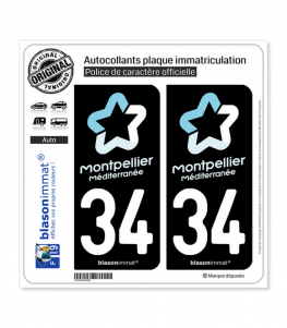 34 Montpellier - Tourisme | Autocollant plaque immatriculation