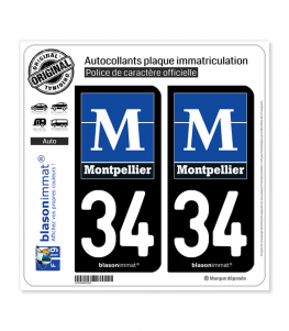 34 Montpellier - Ville | Autocollant plaque immatriculation