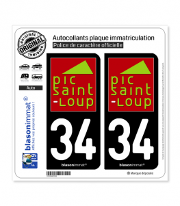 34 Pic Saint Loup - Pays | Autocollant plaque immatriculation