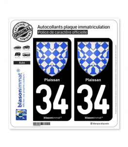 34 Plaissan - Armoiries | Autocollant plaque immatriculation