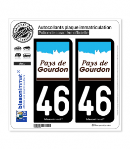 46 Gourdon - Pays | Autocollant plaque immatriculation